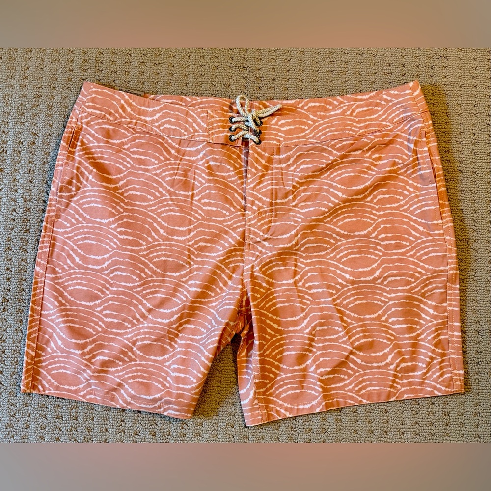 NWT Faherty Coral Wave Lace-Up Swim Board Shorts Sz 42